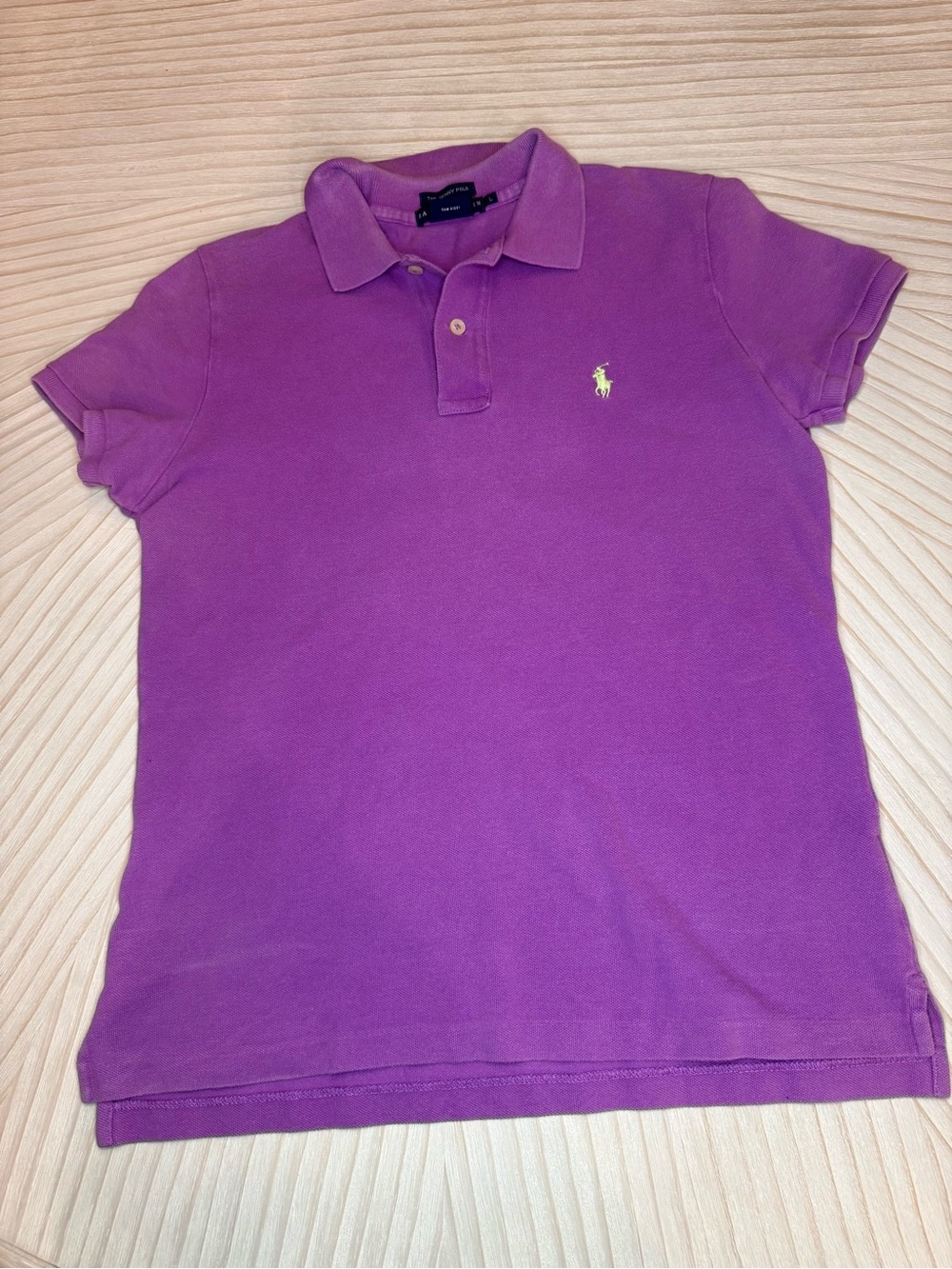 Ralph Lauren Women’s Purple Skinny FotoPolo Shirt with Yellow Logo